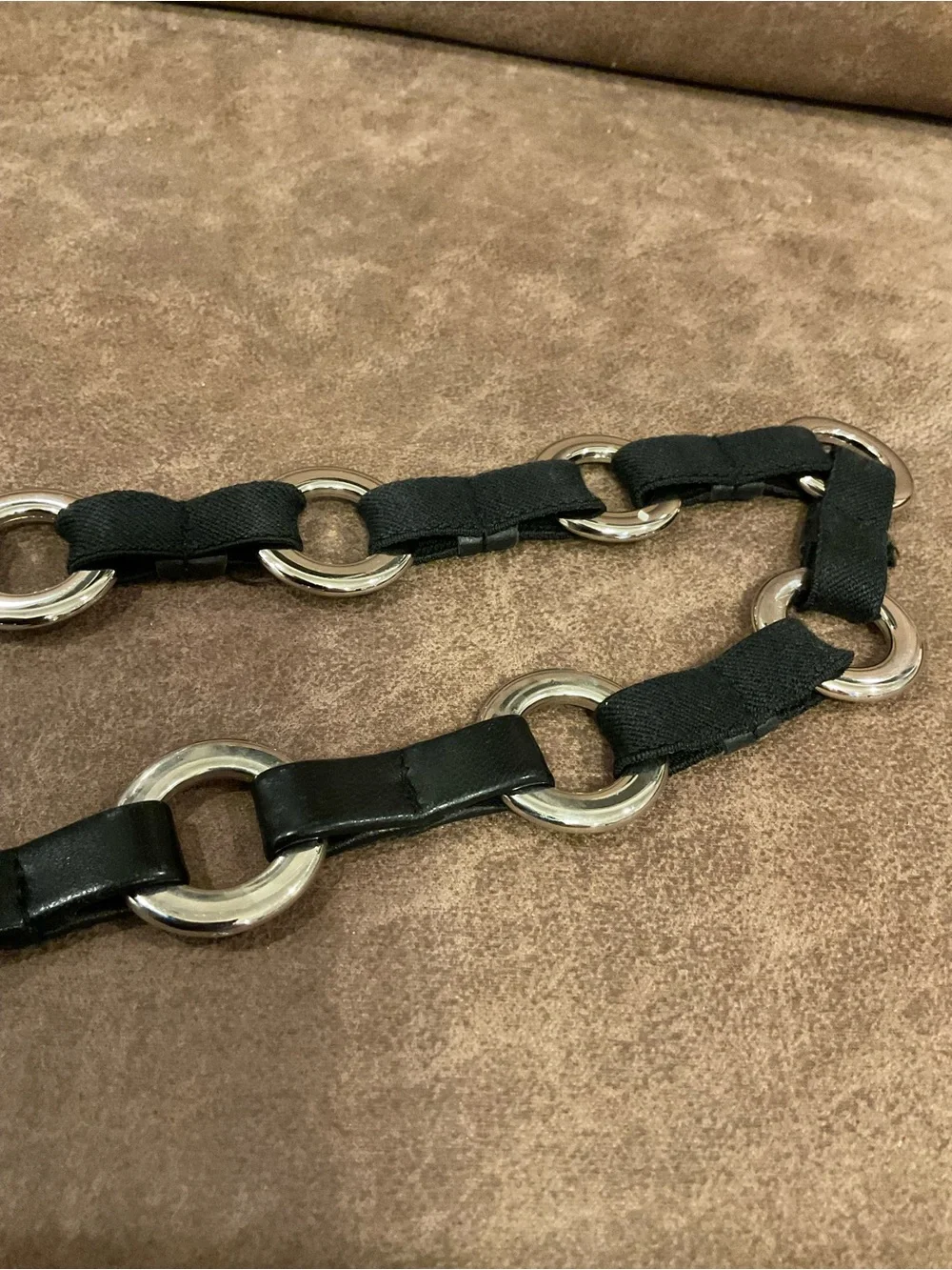 Black and Silver Chain Belt